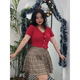 Chân váy tennis ngắn xếp ly thời trang nữ bigsize sọc caro lưng cao Fattyta