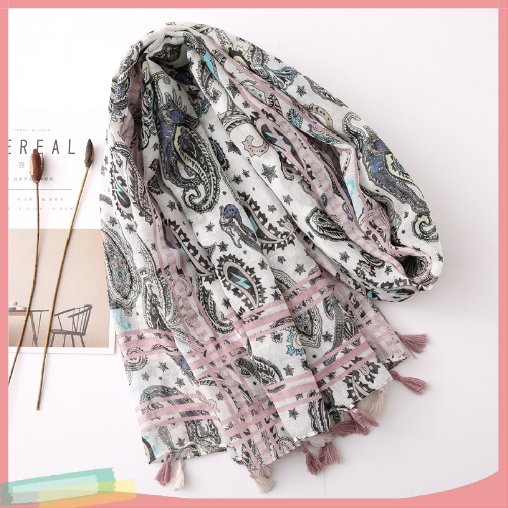 Khăn choàng cổ họa tiết hoa phong cách du mục thời trang cho nữ