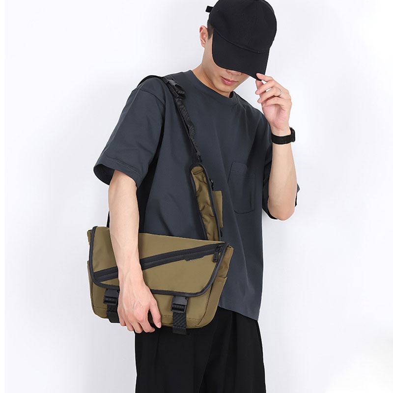 Evelyn Túi Đeo Vai Bằng nylon Sức Chứa Lớn Màu Trơn Thời Trang Mới Dành Cho Nam Sinh