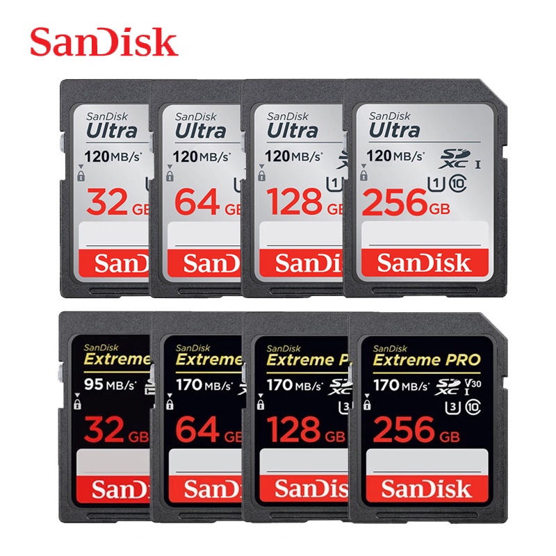 Thẻ Nhớ SD 32GB 64GB 128GB 256GB 120MB / s U1 170MB / s U3 V30 4K Cho Máy Ảnh Canon Nikon SLR 4K