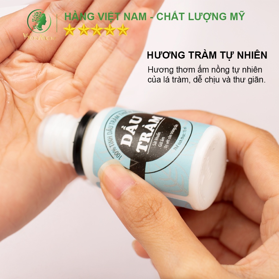 [ Giảm 35K - Đơn 339K ] Dầu tràm nguyên chất, ngăn ngừa ho, cảm cho bé và người lớn Wonmom 15ml