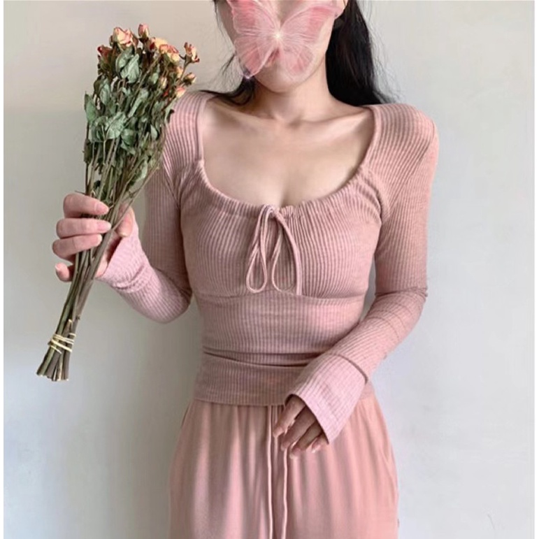 Áo Thun Lửng Tay Dài Thời Trang Thu Đông Quyến Rũ Cho Nữ