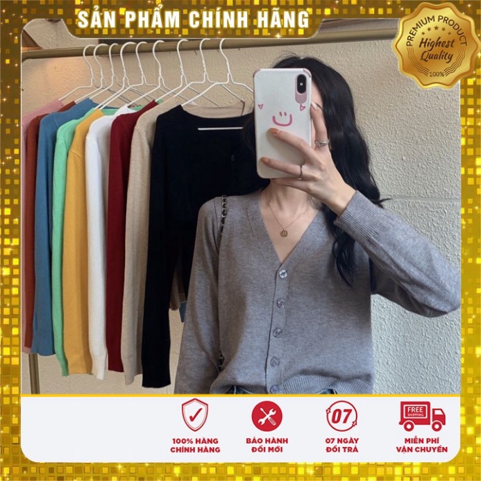 Áo Khoác Cardigan Nữ Thun Len Cổ Tim xinh xẻo Chất Len Tăm phong thái Ulzzang korea Nhiều Màu