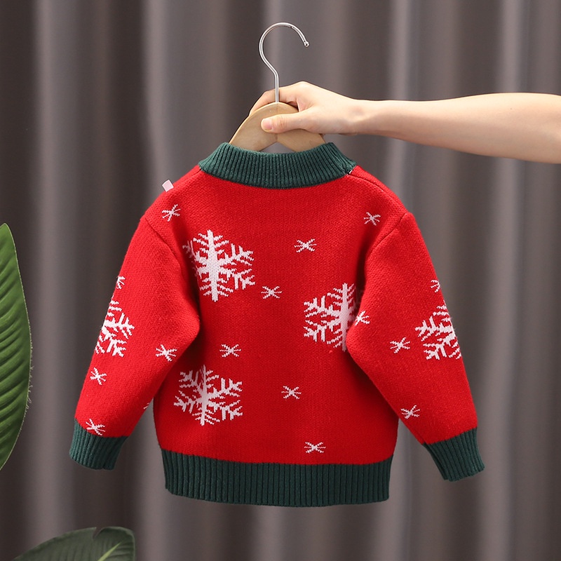 Áo sweater AMILA dệt kim mặc chui đầu họa tiết tuần lộc Giáng Sinh thời trang mới xinh xắn dành cho bé gái