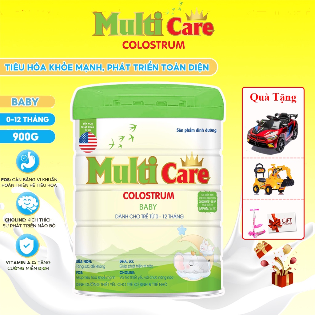 Sữa Bột Hỗ Trợ Trẻ Biếng Ăn, Gầy Cân, Táo Bón. Tăng Cường Sức Đề Kháng, Hệ Miễn Dịch, Giúp Bé Khỏe MULTICARE BABY 900g