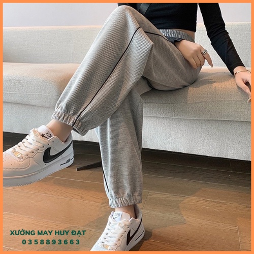 Quần Jogger Nữ, Quần Ống Rộng Bo Gấu Dáng Thể Thao Chất Tổ Ong Dày Dặn Chạy Viền Phong Cách Thời Trang