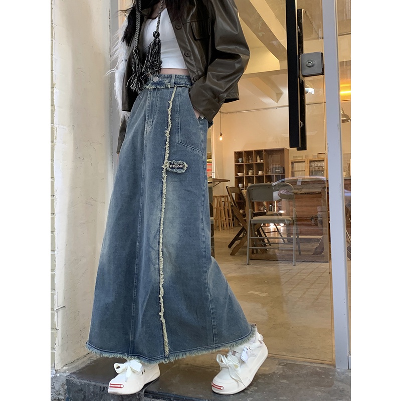 🎀chân váy dài chân váy jean dài Chân Váy Denim Đuôi Cá Dáng Chữ a Phong Cách Mỹ Thời Trang Mùa Thu Mới Cho Nữ
