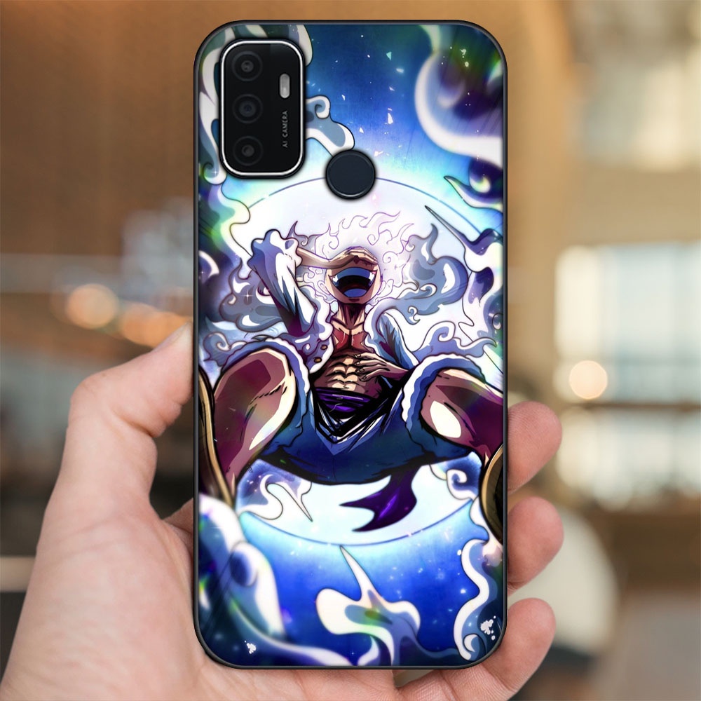 Ốp lưng Oppo A53 viền đen in hình Luffy Gear 5 Nika One Piece Đảo Hải Tặc
