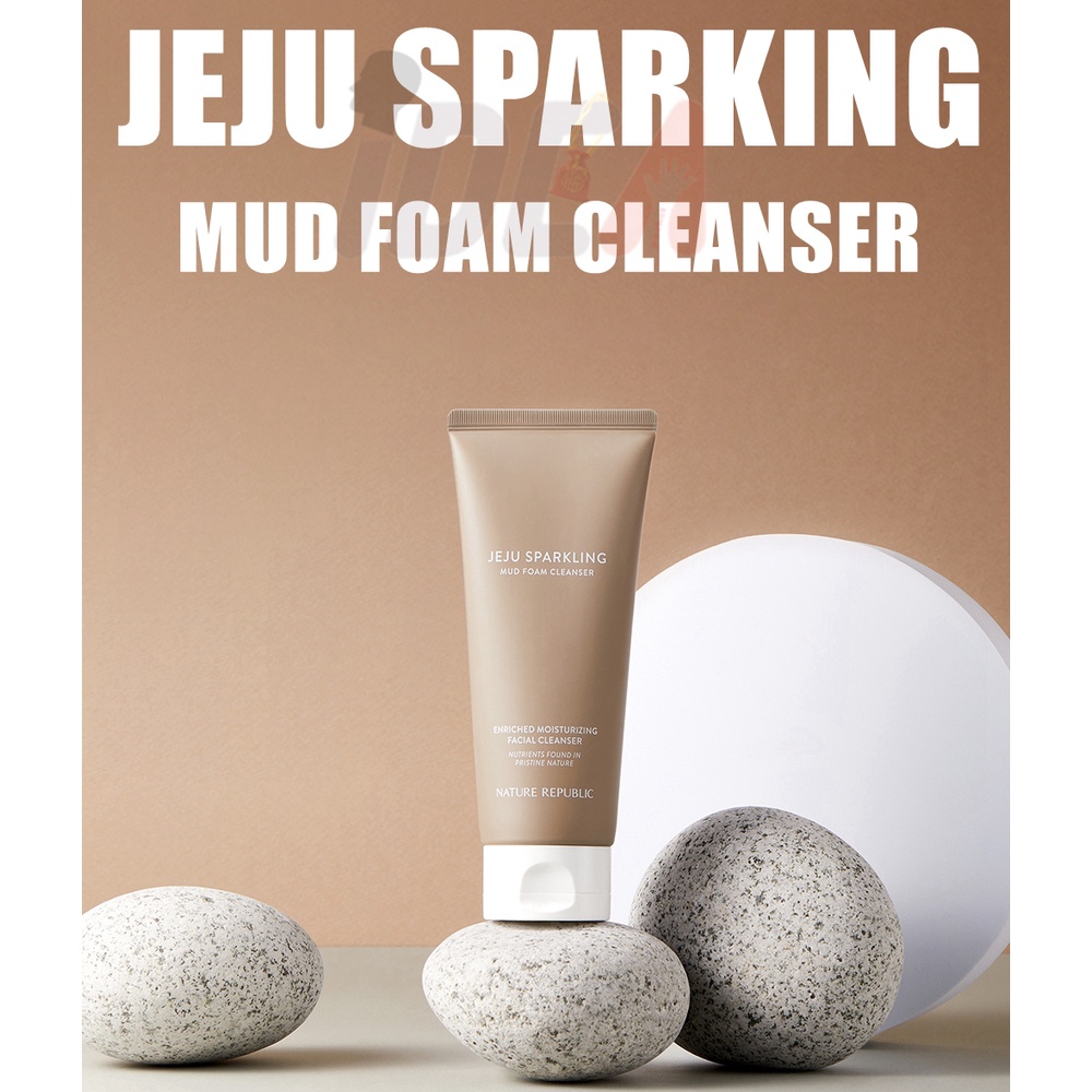Sữa rửa mặt tạo bọt bùn/ Sữa rửa mặt tạo bọt tươi sáng Nature Republic chiết xuất tự nhiên Jeju/SPARKLING FOAM CLEANSER/Mud Foam Cleanser