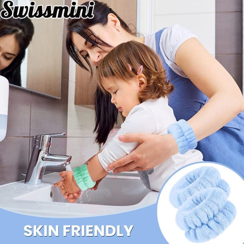 4pcs Vòng đeo cổ tay rửa mặt tránh ướt áo ướt sàn vải bông cotton mềm mại