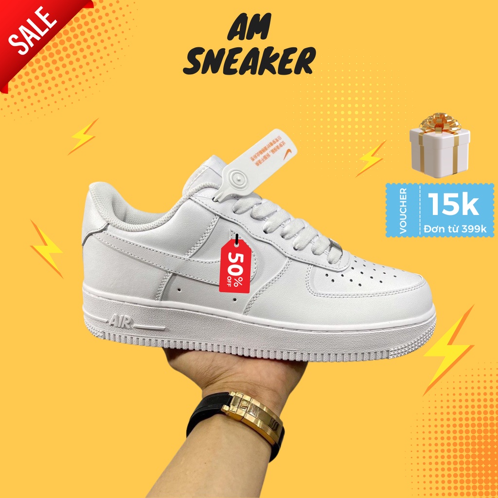Giày_Nike air force 1 trắng, Giày thể thao nam nữ AF1 full trắng đế air full box [TẶNG QUÀ]