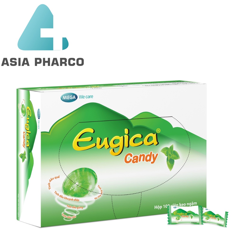 Kẹo Ngậm Thảo Dược Giảm Ho Eugica Candy Hộp 100 Viên