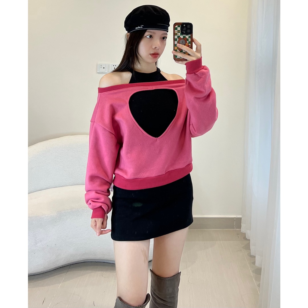 Áo nỉ khoét trái tim