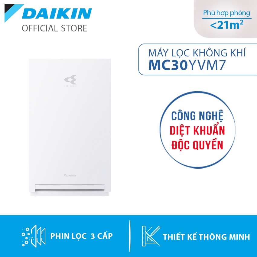 Máy Lọc không khí Daikin MC30YVM7 - Công nghệ Streamer, Diệt khuẩn bụi mịn PM2.5, Khử mùi, Diện tích 23m2