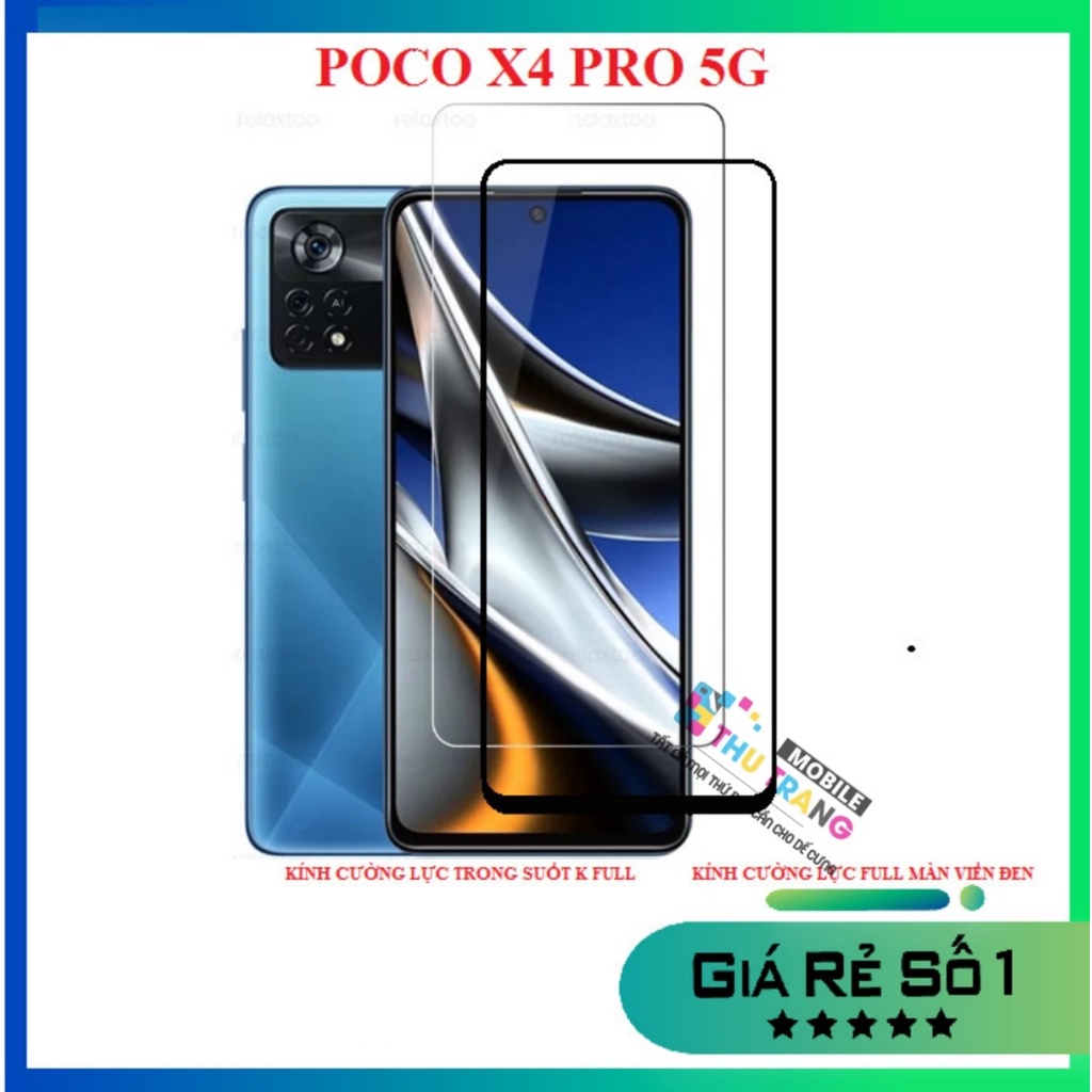 Poco X4 Pro 5G Poco M6 Pro Poco M7 Pro - Kính cường lực full màn hình viền đen, kính cường lực trong