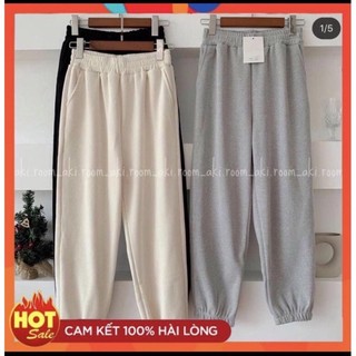 Quần nỉ jogger ống rộng bo gấu nhung tăm mịn cá tính, Quần jogger ống rộng bo gấu chất nỉ nhung tăm dày dặn