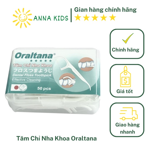 [CHÍNH HÃNG - GIÁ TỐT] Tăm Chỉ Nha Khoa Oraltana.Chỉ Nha Khoa,Tăm Nha Khoa.Hộp 50 Que