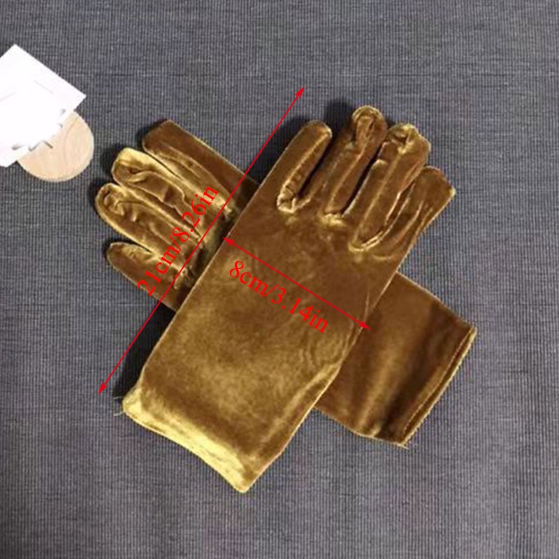 1 Đôi Găng Tay Nhung Mềm Mại Màu Trơn Giữ Ấm Thanh Lịch