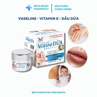 Kem dưỡng da Vaseline - Dầu dừa - Vitamin E 30gr giúp dưỡng ẩm, khô nứt da, ngừa rạn da