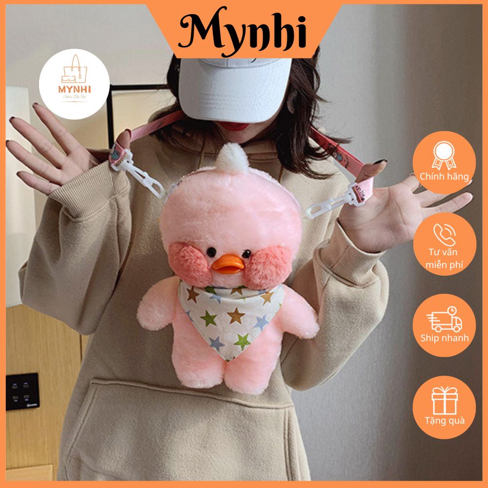 Balo mini hình vịt vàng đeo khăn quàng cổ xinh xắn dễ thương SMN481