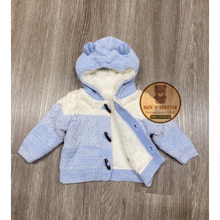 Áo khoác len lông tai gấu sz 3m-3y