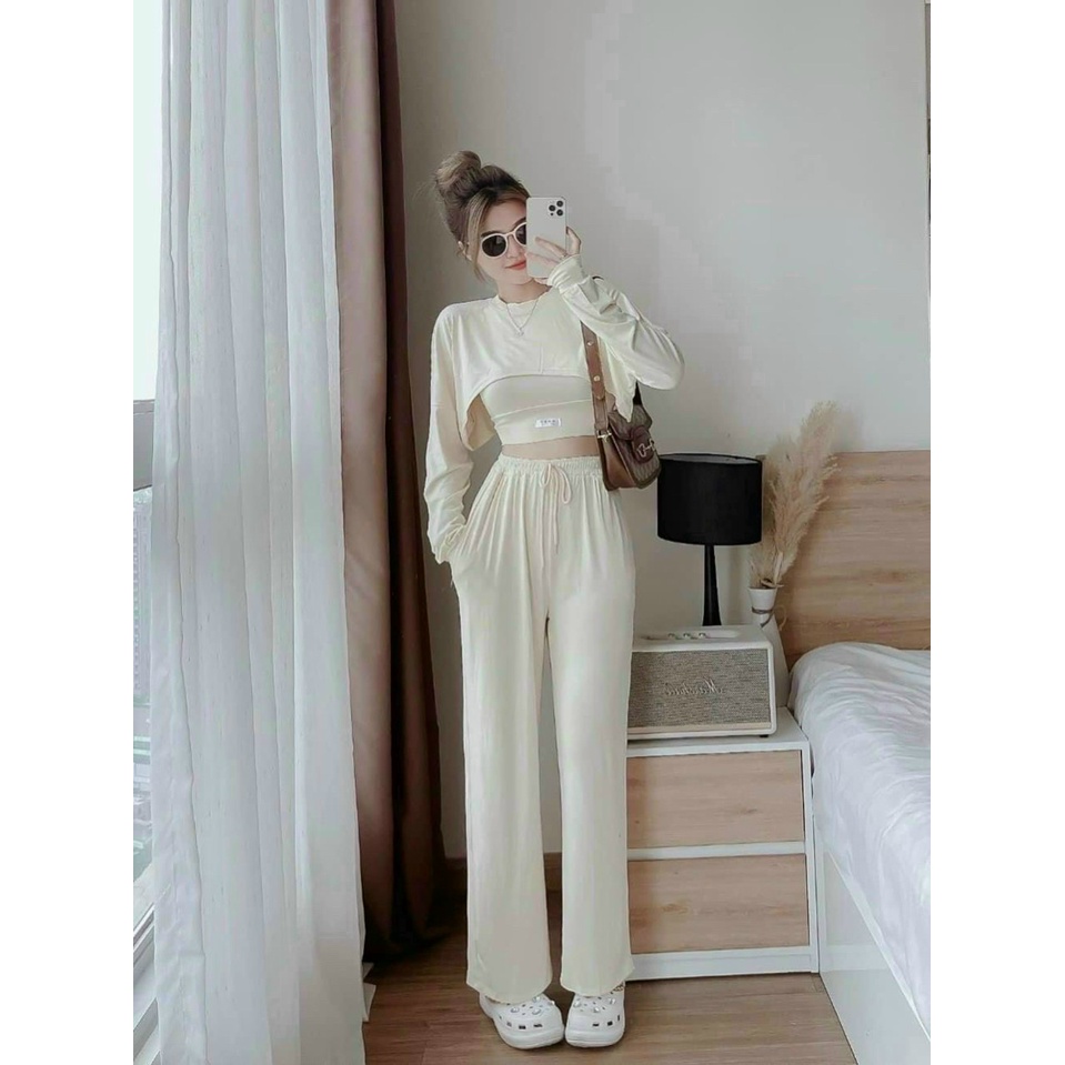 (Sale FreeShip) Sét bộ thun cá tính 3 món,bộ ống suông thích hợp cho nàng dạo phố,chất cotton xịn chuẩn shop