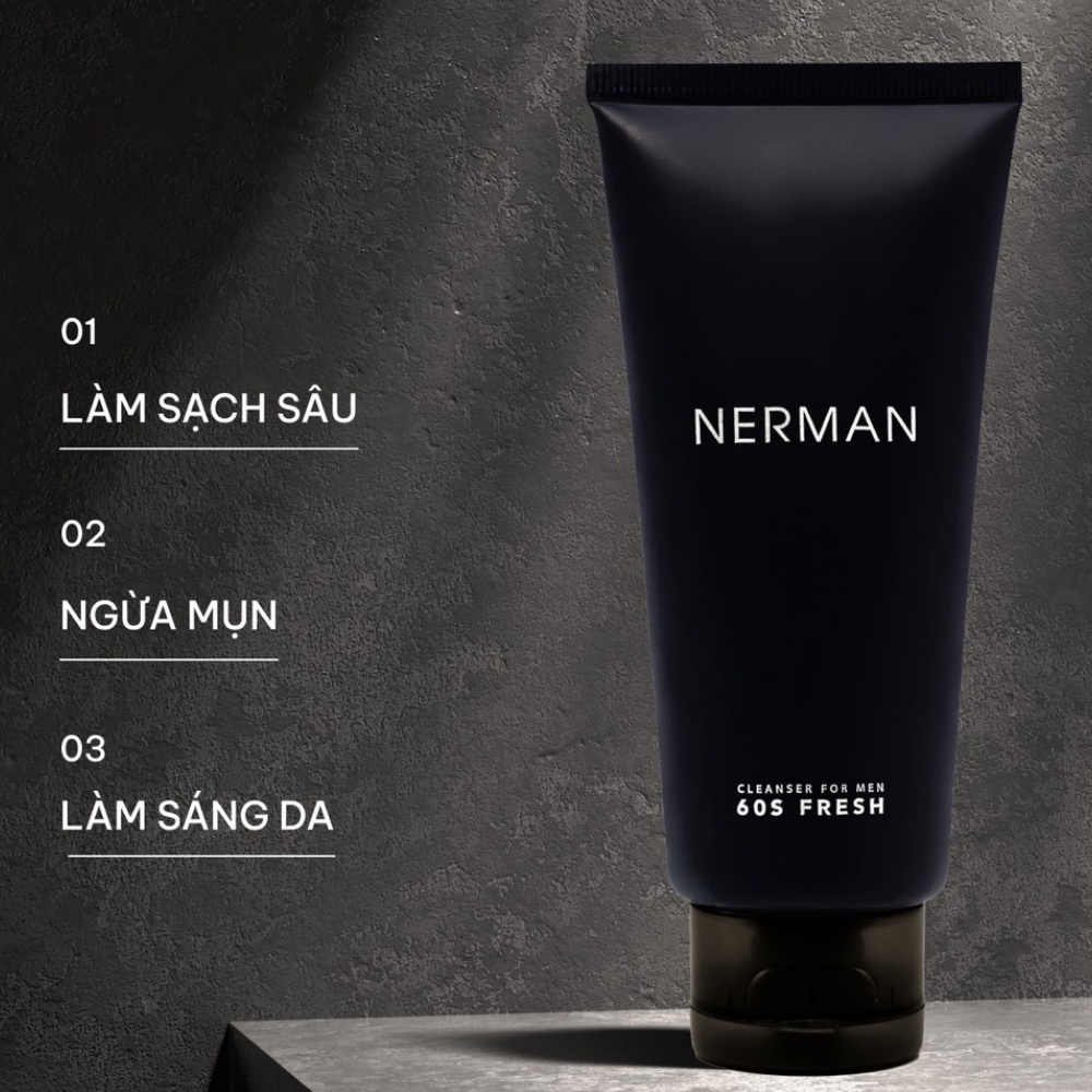Gel Rửa Mặt Nerman Nano Curcumin 60s Fresh 100ml Chiết Xuất Thiên Nhiên Giúp Làm Sạch Sâu Ngừa Mụn