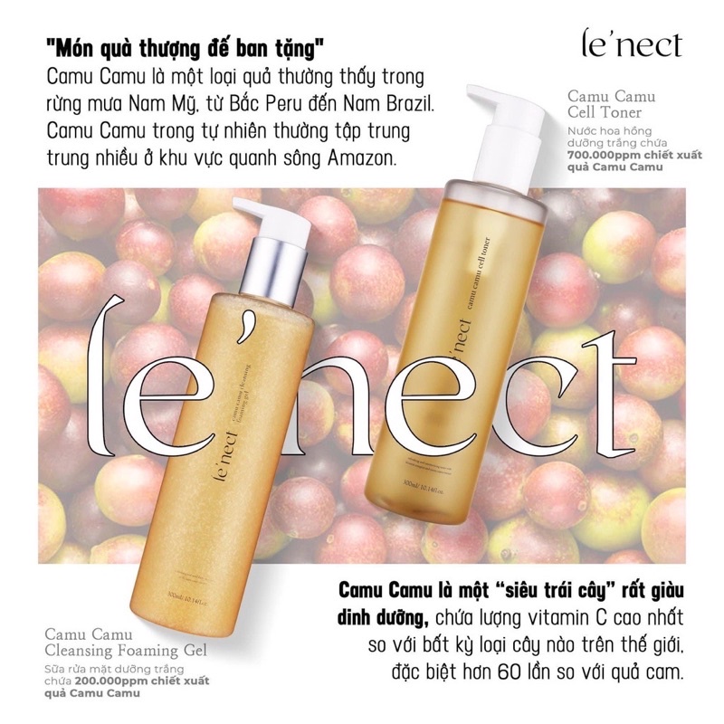 Sữa rửa mặt Trắng da Le'nect Camu Camu Cleansing Foalming Gel 50ml