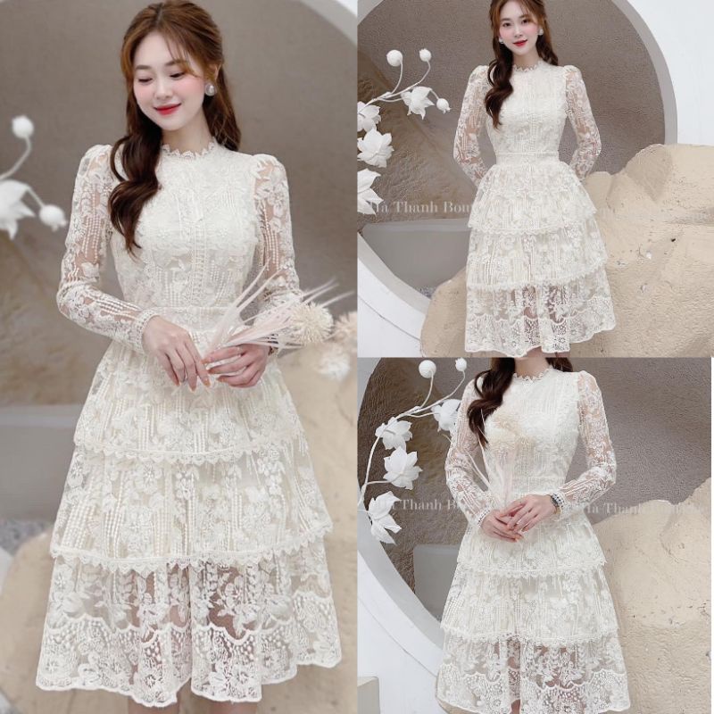 Đầm ren xòe tầng siêu xinh phong cách Hàn quốc cho bạn gái (Đầm đẹp mê ly 💯)