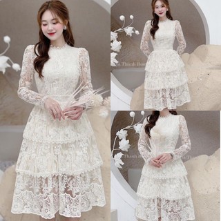 Đầm ren xòe tầng siêu xinh phong cách Hàn quốc cho bạn gái