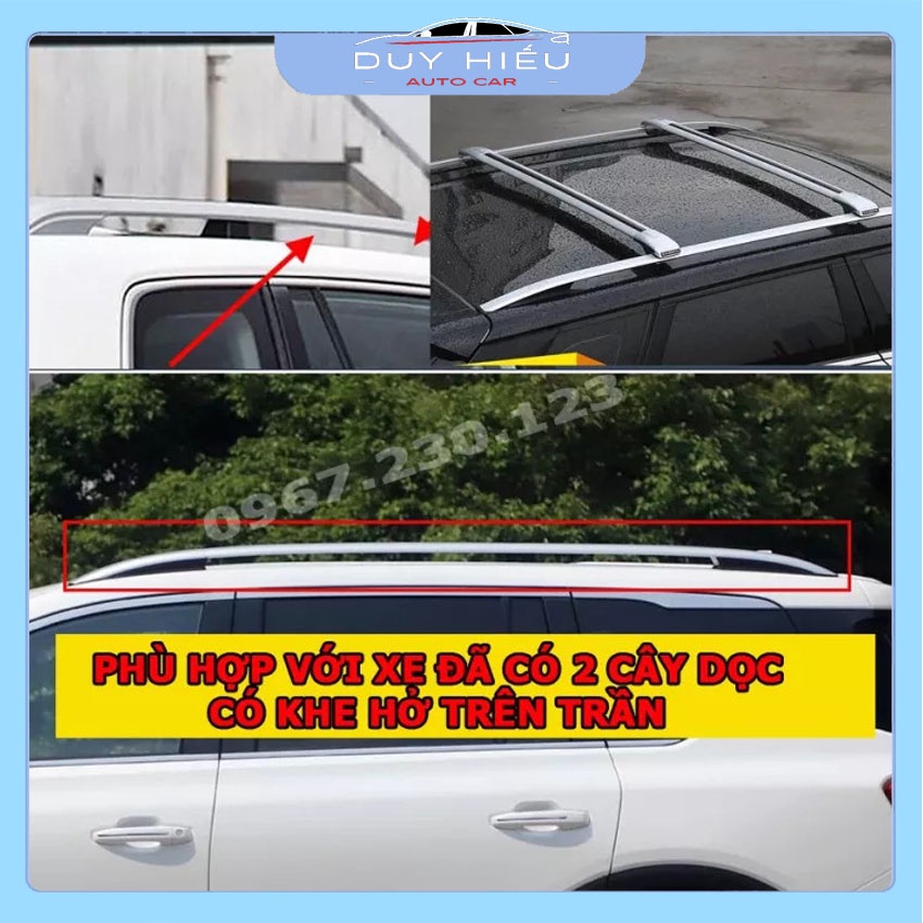 Hai cây giá nóc ngang có khóa dành cho ô tô đã có 2 cây dọc có khe hở trên nóc xe