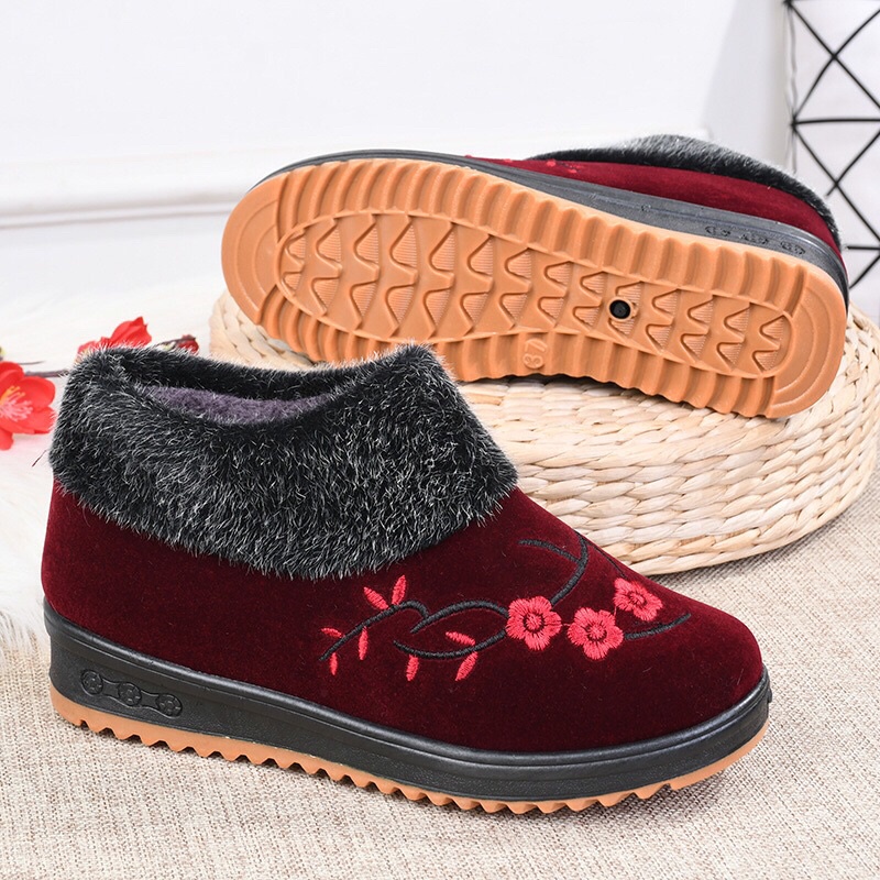 Giày nhung lót lông siêu ấm cho người trung niên các bà các mẹ