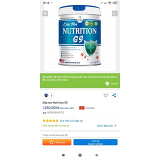 [Combo 3hộp 900g]   Sữa non Nutrition G9. HSD 2026