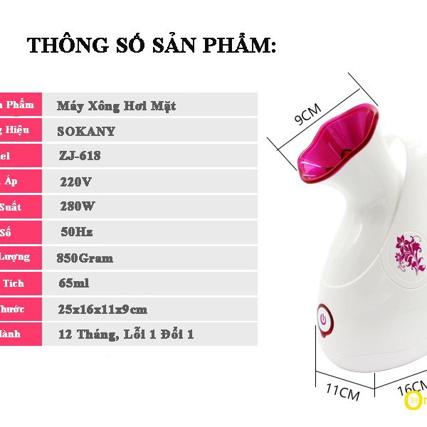 Máy xông hơi mặt Sokany, Máy xông hơi mặt nóng lạnh, se khít lỗ chân lông -Bảo hành 12 Tháng , Lỗi 1 đỏi 1 !
