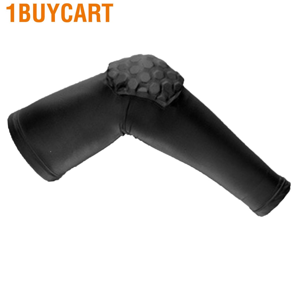 1buycart Sports Elbow Guard Lengthened Black with Honeycomb Pad Nylon and Polyurethane Support Sleeve for Fitness