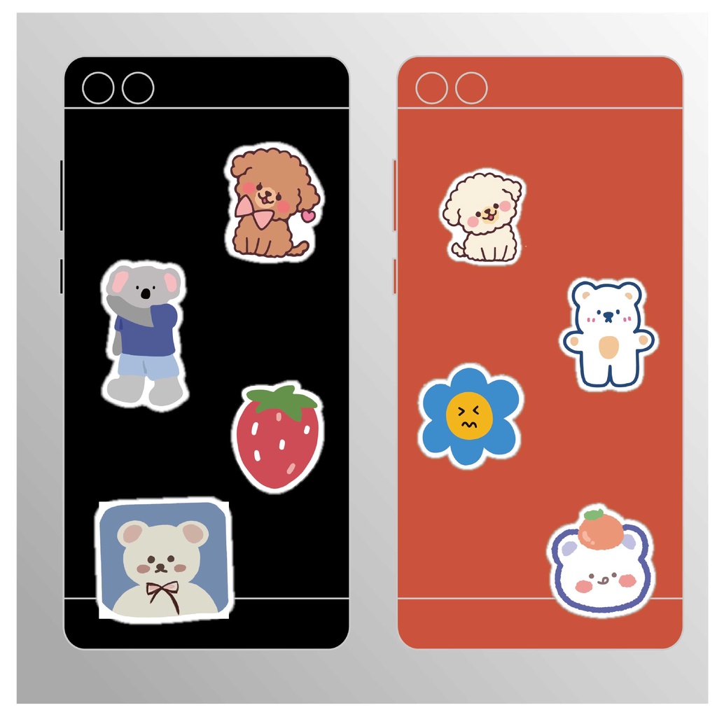 Bộ 90 Tờ Nhãn Dán Trang Trí Sổ Tay / Hành Lý Hình Gấu Hoạt Hình Kiểu Hàn Quốc Dễ Thương