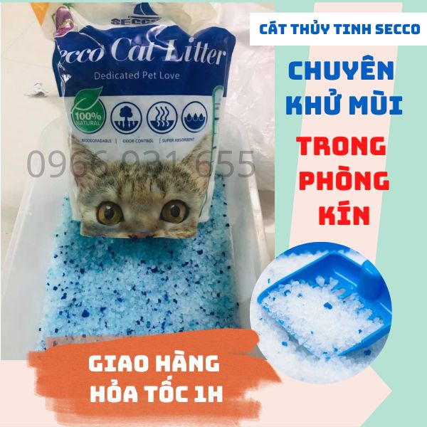 Cát Vệ Sinh Thủy Tinh Secco Cho Mèo Chuyên Khử Mùi Hôi Trong Phòng Kín 5L
