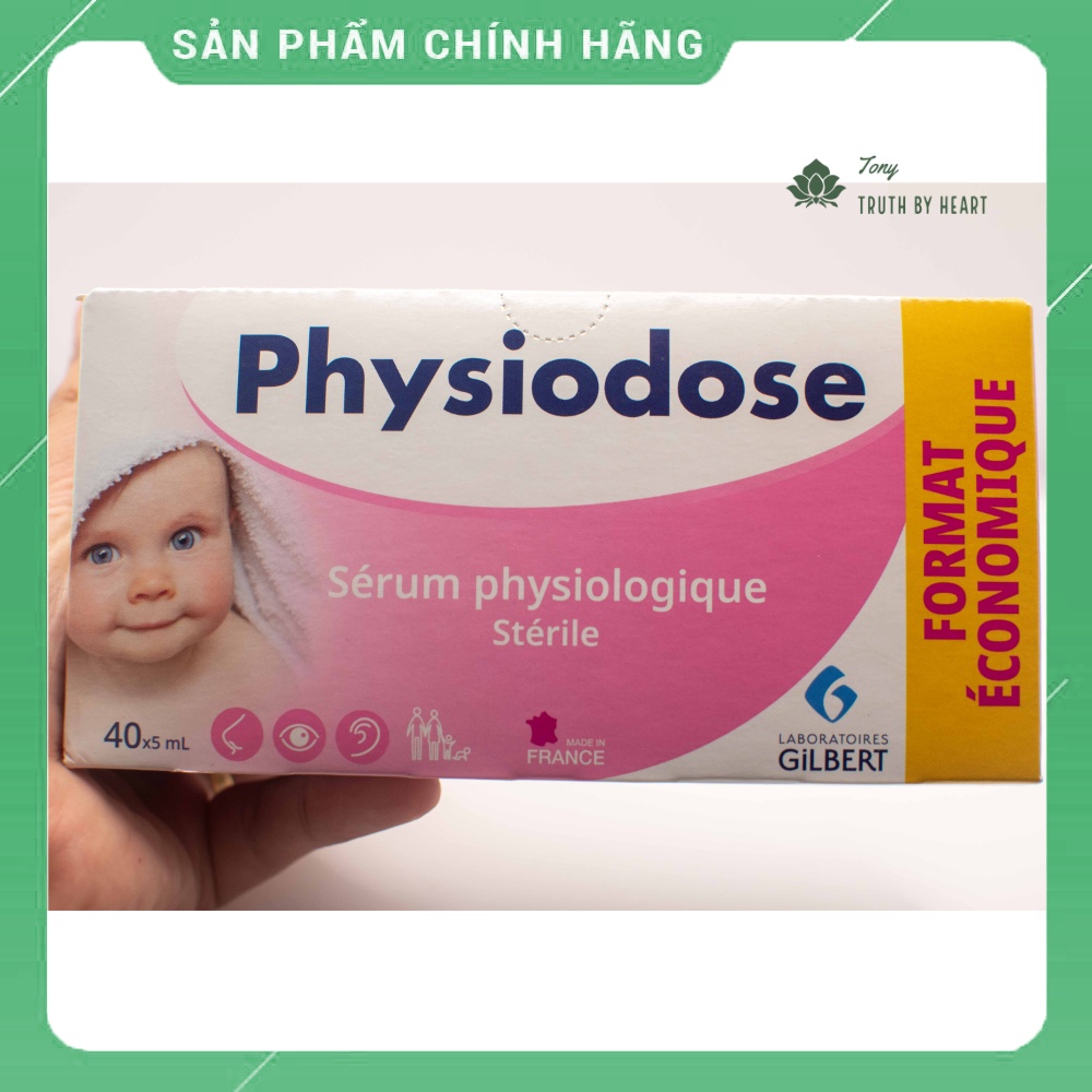 Nước muối Physiodose Pháp Hộp 40 ống/5ml, Hồng, mẫu mới