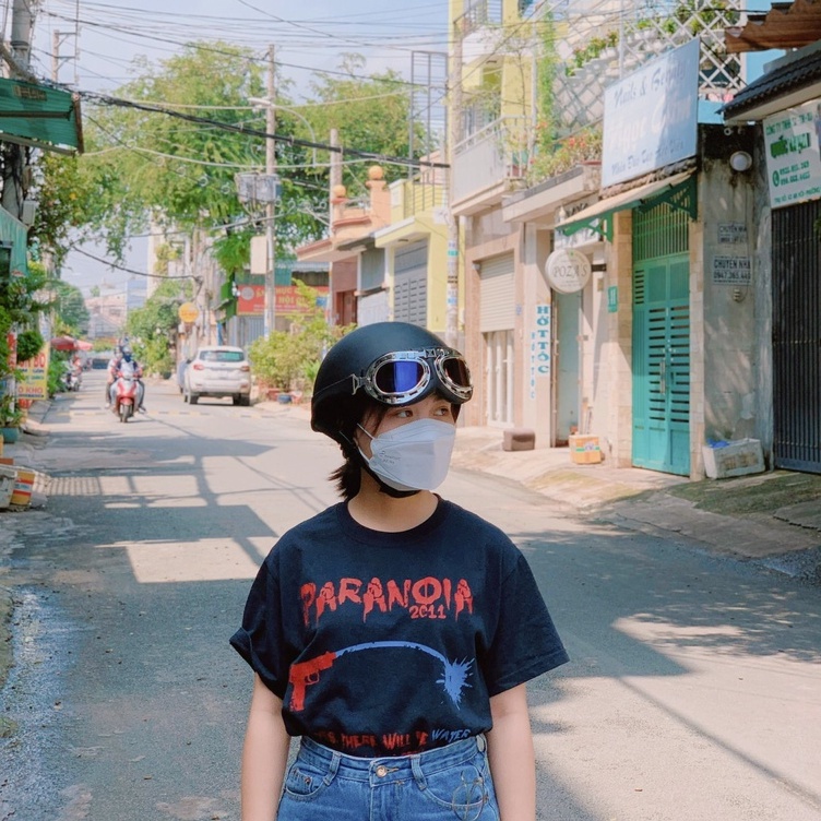 Mũ bảo hiểm nữa đầu màu trắng nano gắn kính phi công đáng yêu , Nón bảo hiểm cute tặng kèm sticker dành cho cả nam và nữ