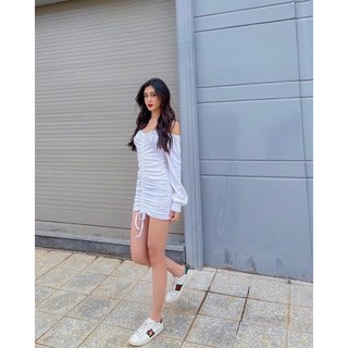 Đầm bẹt vai rút dây giữa