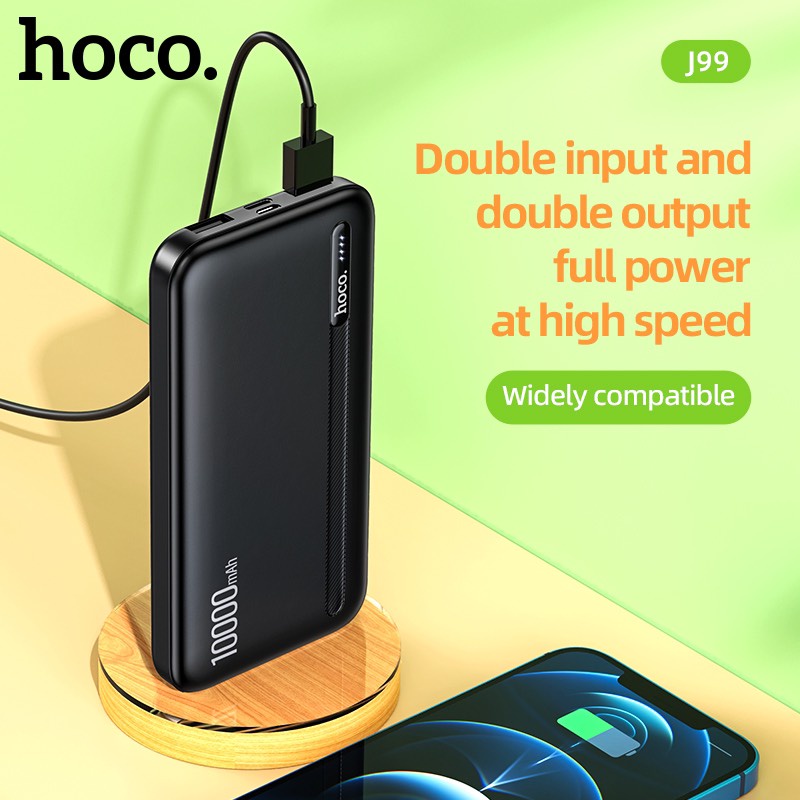 Pin sạc dự phòng Hoco J99 10000mAh Input typeC và microUSB, Output max 2.1A - Hãng phân phối