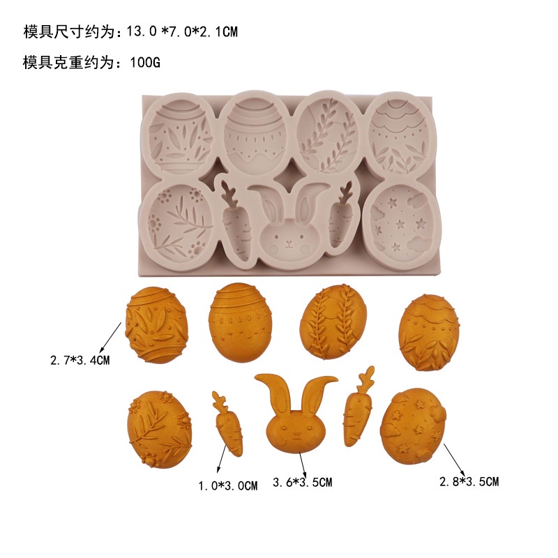Khuôn Silicone Tạo Hình Làm Bánh Kẹo Hình Thỏ Phục Sinh