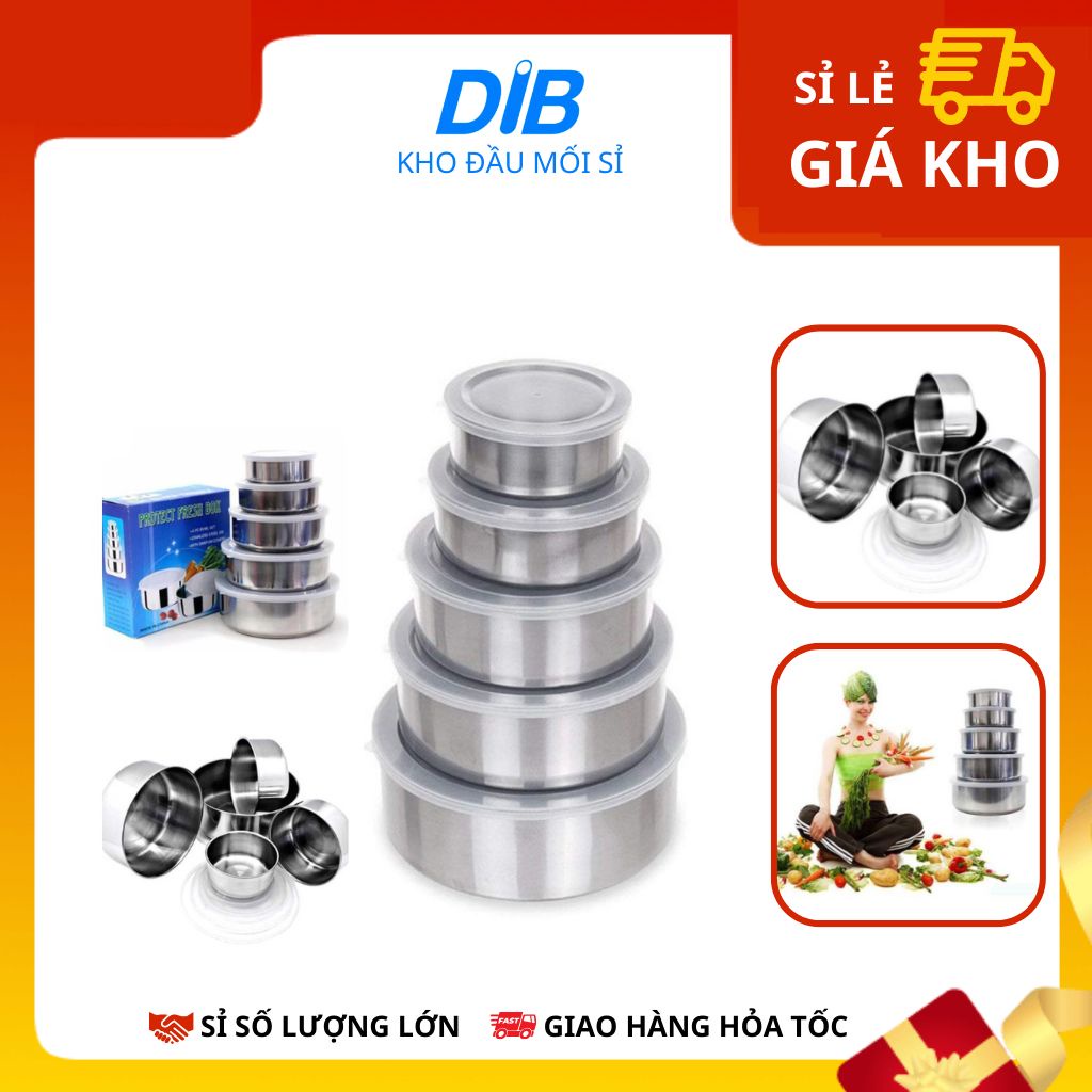 Hộp đựng đồ ăn bộ thố lạnh inox 5 món DIB