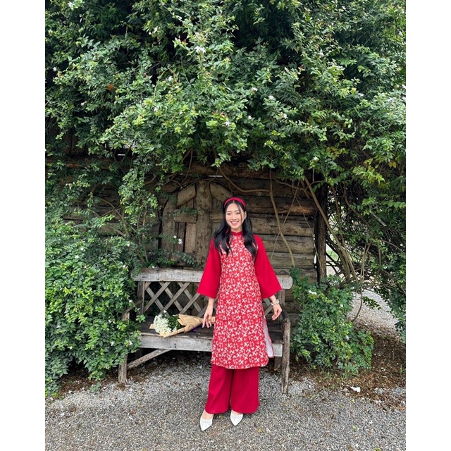 Áo dài cách tân hoa nhí Se.Na mẫu mới 2024 3 món kèm tubal xinh xắn