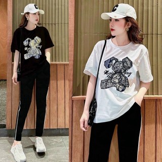 Sét bộ thun cotton quần dài thêu ht