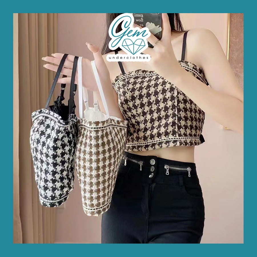 Áo bra dạ thổ cẩm răng sói có mút ngực Gem Lin