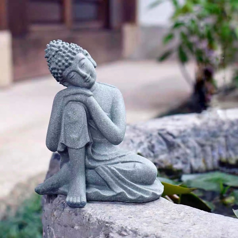 Tượng An Nhiên - Đá Sa Thạch. Trang Trí Bể Bán Cạn, Thuỷ Sinh, Non Bộ, Sân Vườn, Bonsai