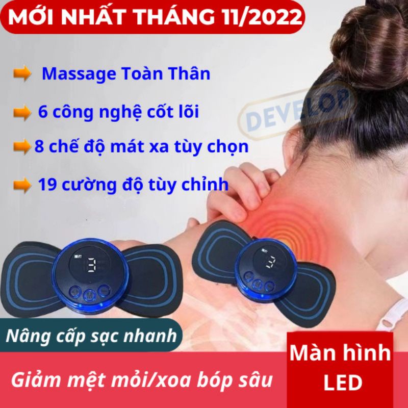 Miếng Dán Massage Xung Điện Cao Cấp Máy Massage Toàn Thân Màn Hình LED 8 Chế Độ - 19 Cường Độ Giảm Đau Hiệu Quả