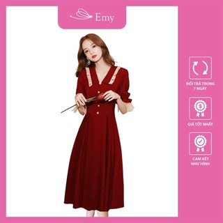 Váy xòe nữ nổi bật tay phối lưới sao Thời Trang Emy 90088