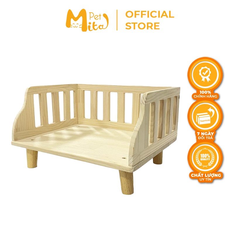 Giường ngủ cho chó mèo bằng gỗ Mitapet PS50